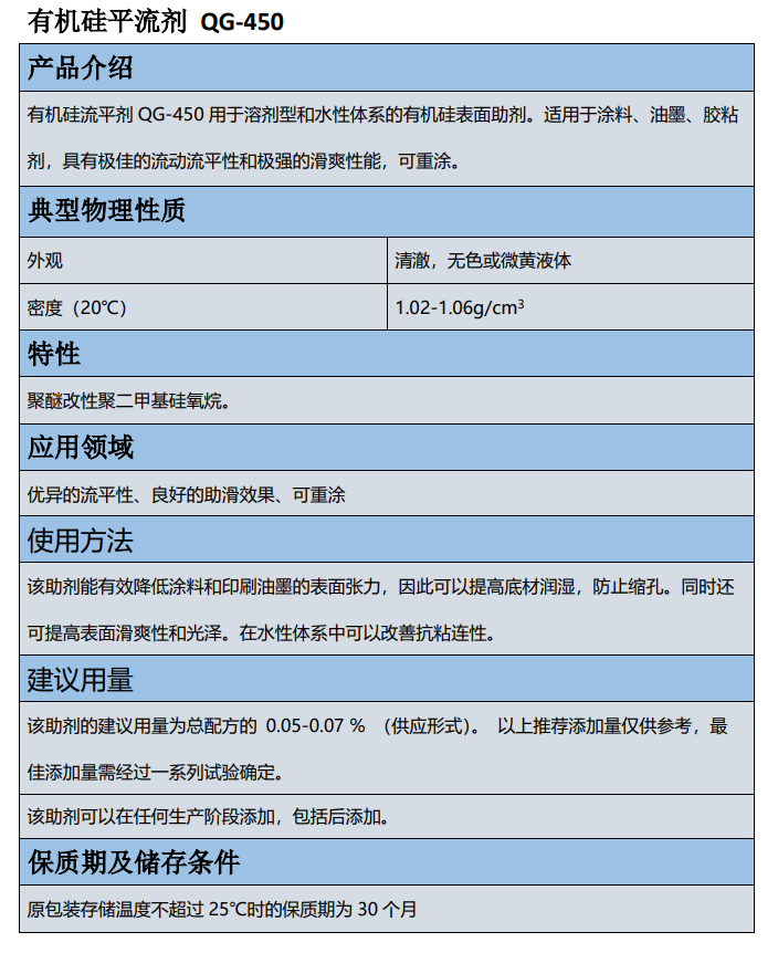 博爾塔拉蒙古自治州有機(jī)硅流平劑 QG-450